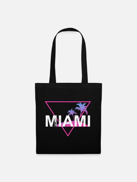 Miami Neon Palmen Retro - Stoffbeutel - Schwarz