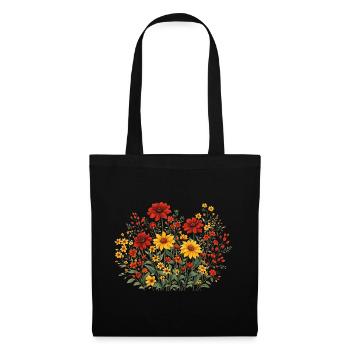 Vintage Blumen-Frauen-Wildblumen-Gartengarten - Stoffbeutel - Schwarz - Vorne