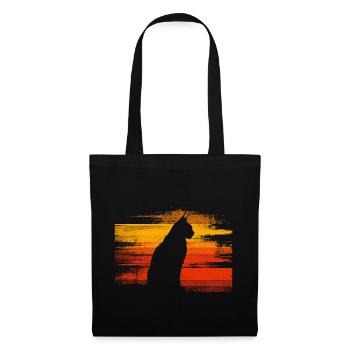 Luchs Katze Retro Wildkatze Design Naturfreund - Stoffbeutel - Schwarz - Vorne