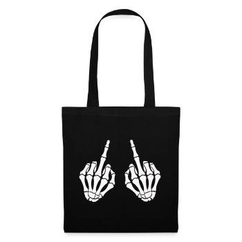 Crâne hand_mittelfinger_2 - Sac en tissu - noir - Devant