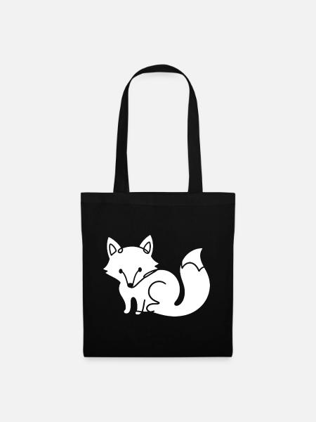 Fuchs Silhouette – Waldtier Minimal Motiv - Stoffbeutel - Schwarz