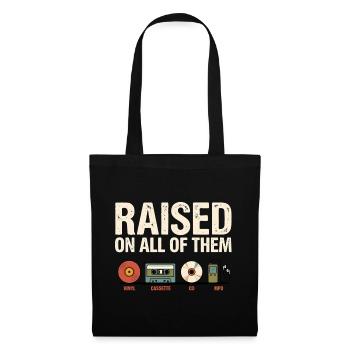 Raised On All Of Them Vintage Music Shirt - Tote Bag - black - Front