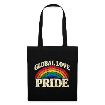 Global Love Pride Regenbogen Vintage T-Shirt  - Stoffbeutel - Schwarz - Vorne