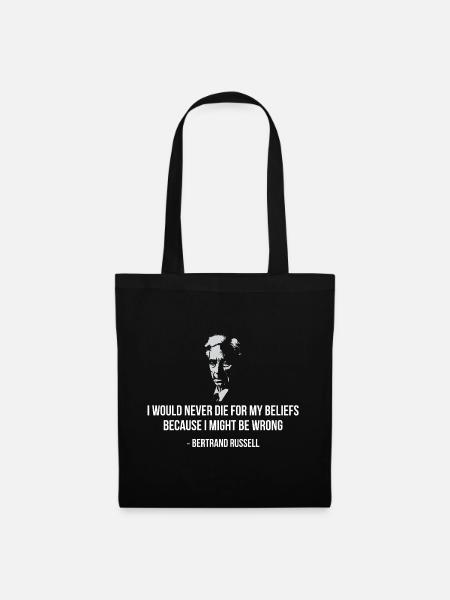 Bertrand Russell Zitat-Tee - Stoffbeutel - Schwarz