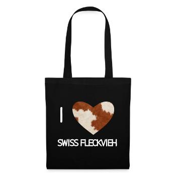 I Herz Swiss Fleckvieh - Stoffbeutel - Schwarz - Vorne