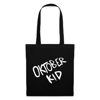 Oktober Kid Schriftprint - Stoffbeutel - Schwarz - Vorne