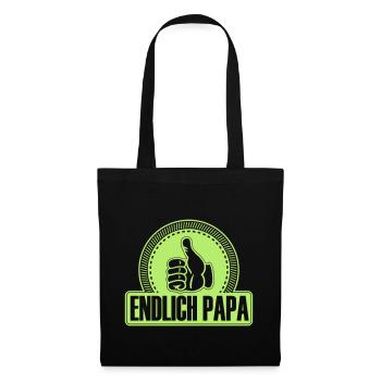 Endlich Papa Daumen hoch gefällt mir - Stoffbeutel - Schwarz - Vorne