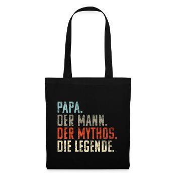 Papa Mann Mythos Legende: Retro Vatertags Geschenk - Stoffbeutel - Schwarz - Vorne