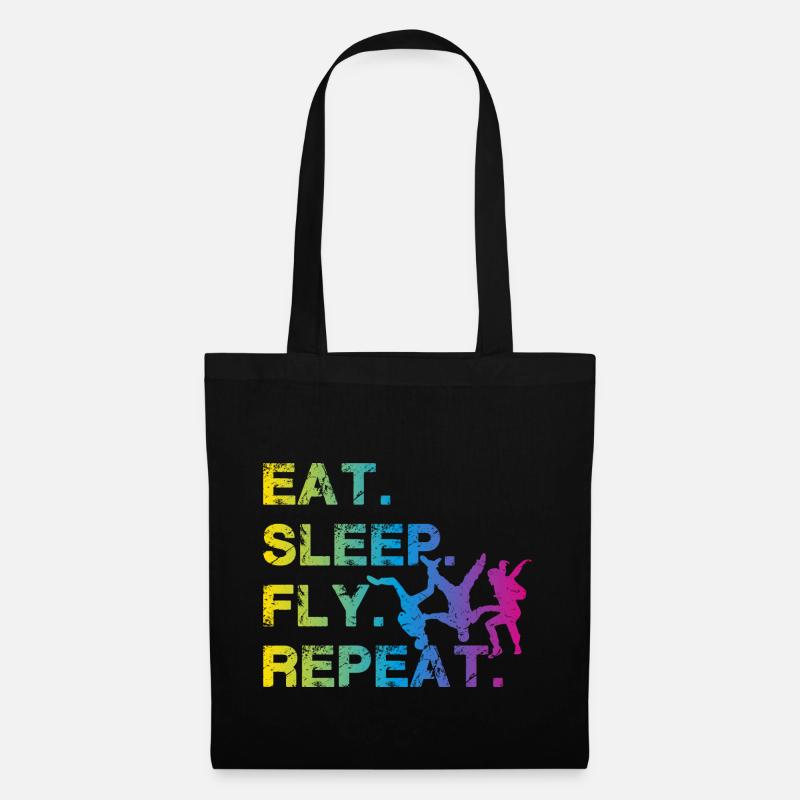 Skydiving Eat Sleep Fly Repeat Skydive t-shirt - Stoffbeutel - Schwarz