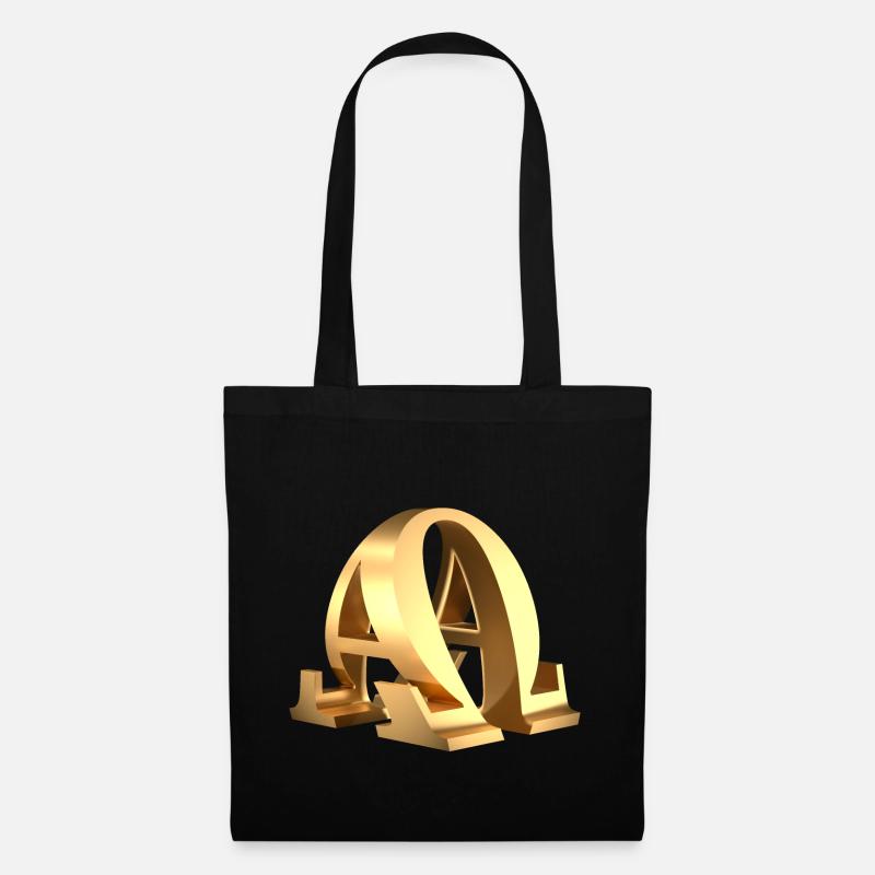 Alpha and Omega Symbol - Beginning and End - Tote Bag - black