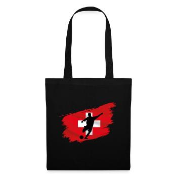 Fussball Schweiz Kicker Flagge Ballsport Team Fan - Stoffbeutel - Schwarz - Vorne