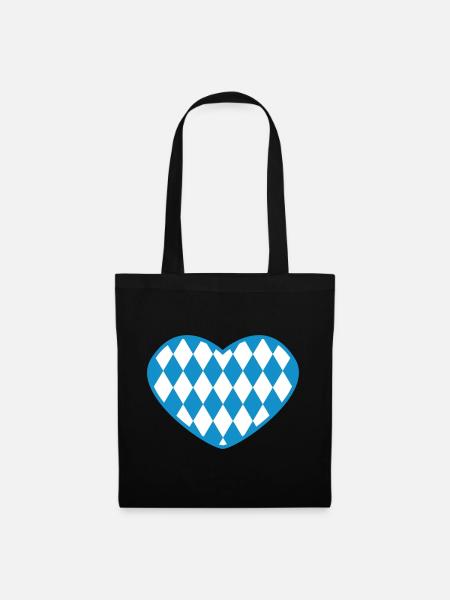 Herz - Bayern - Raute - Stoffbeutel - Schwarz