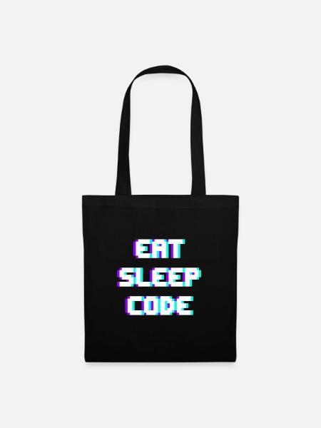 EAT SLEEP CODE Programmeur Coder Devise - Sac en tissu - noir