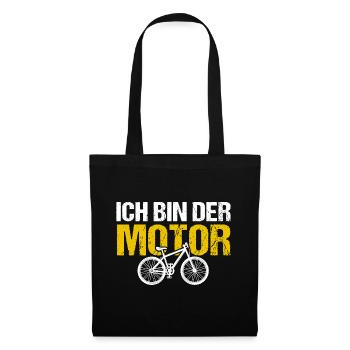 ICH BIN DER MOTOR Anti E-Bike Humor Fahrrad - Stoffbeutel - Schwarz - Vorne
