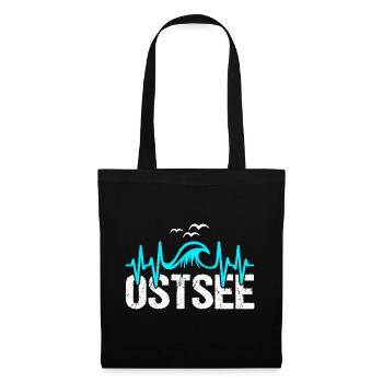 Ostsee Herzschlag Küste Meer Liebe - Stoffbeutel - Schwarz - Vorne