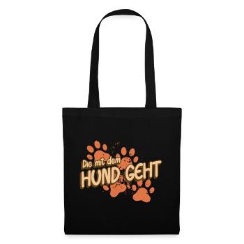 Die mit dem Hund geht - Stoffbeutel - Schwarz - Vorne
