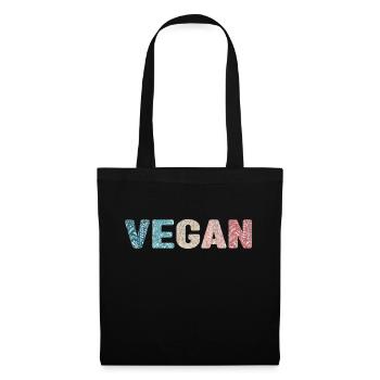 Vegan - botanical pattern - holiday color - Tote Bag - black - Front