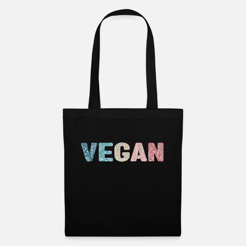 Vegan - botanical pattern - holiday color - Tote Bag - black