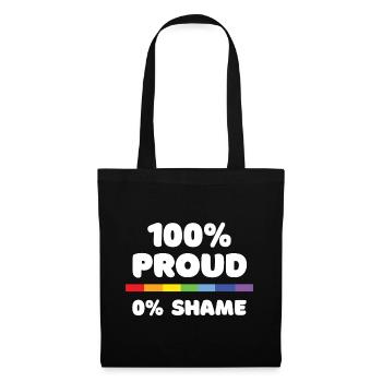 Pride Month - 100% stolz. 0% Scham - Stoffbeutel - Schwarz - Vorne
