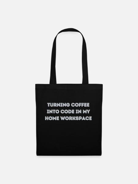 Turning Coffee into Code in my Home Workspace gift - Tote Bag - black