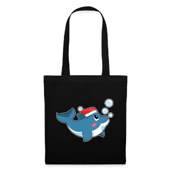Dolphin Christmas Santa Hat - Tote Bag - black - Front