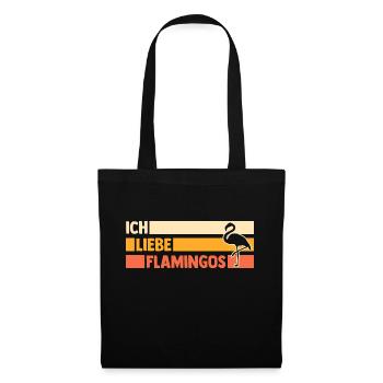 Ich liebe Flamingos - Stoffbeutel - Schwarz - Vorne
