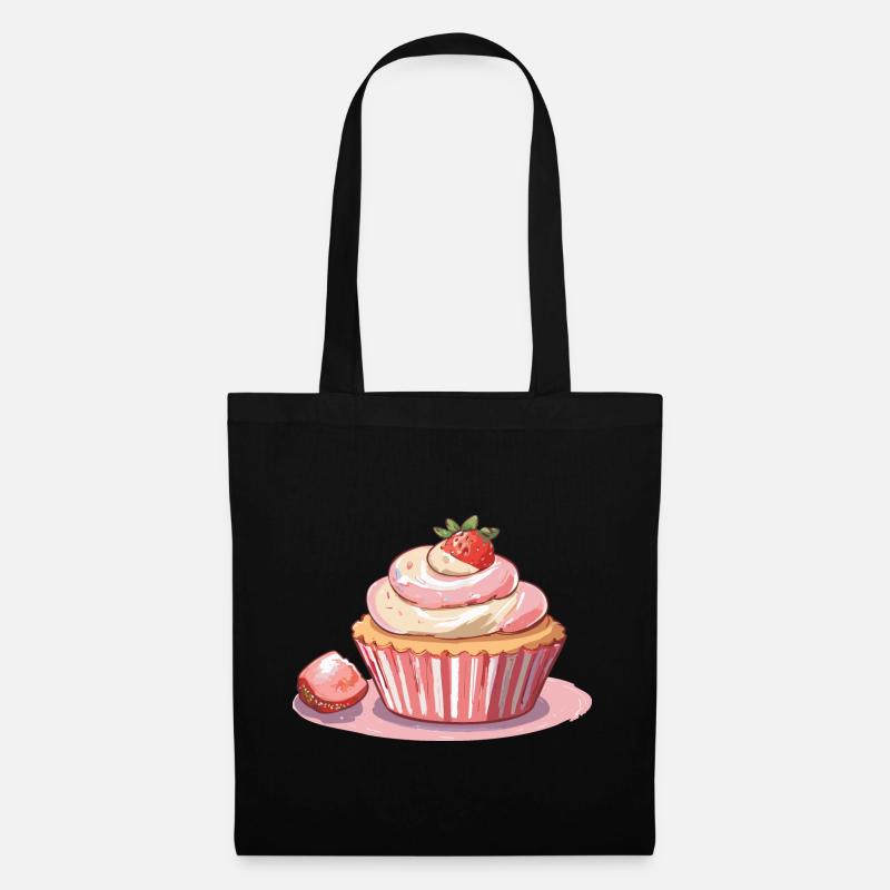 Cupcake Strawberry - Stoffbeutel - Schwarz
