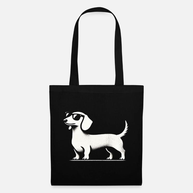 Dackel mit Sonnenbrille Teckel Silhouette Hund - Stoffbeutel - Schwarz