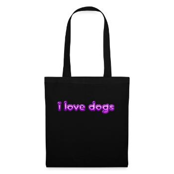 Text I love dogs - Stoffbeutel - Schwarz - Vorne