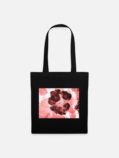 Rote Hydrangea Florales Muster - Stoffbeutel - Schwarz