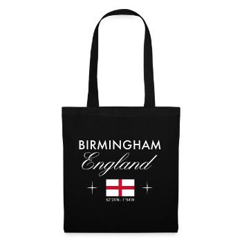 Birmingham England Koordinaten Reise Souvenir - Stoffbeutel - Schwarz - Vorne