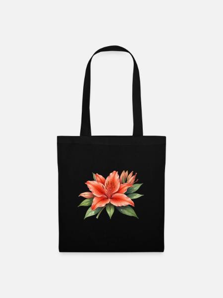 Blume Blüte rot Geschenk - Stoffbeutel - Schwarz