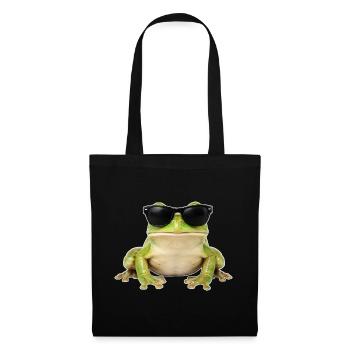 Cooler Frosch mit Sonnenbrille - Stoffbeutel - Schwarz - Vorne