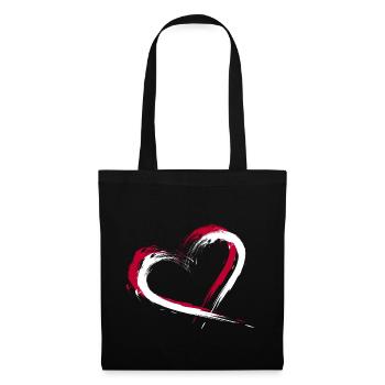 Heart brush flag Japan flag colors vector - Tote Bag - black - Front