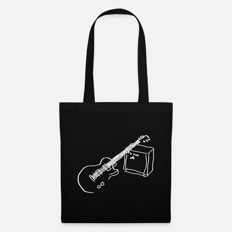 E Gitarre weiss - Stoffbeutel - Schwarz