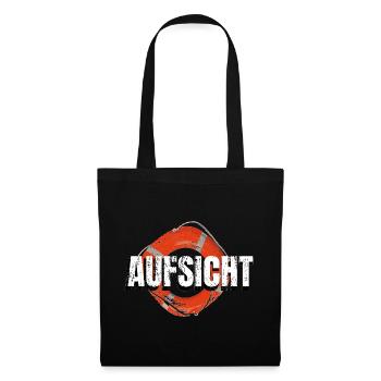 Aufsicht! Rettungsring Wasseraufsicht - Stoffbeutel - Schwarz - Vorne