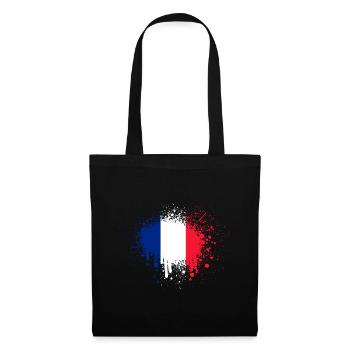 Frankreich Flagge Farbspritzer Klecks Französisch - Stoffbeutel - Schwarz - Vorne