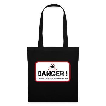 danger énorme couille sticker voiture - Sac en tissu - noir - Devant