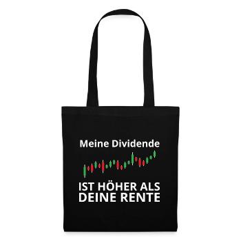 Dividende vs Rente I Börse Aktien - Stoffbeutel - Schwarz - Vorne