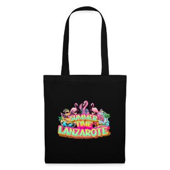 Lanzarote Sommer Flamingo Palmen Strand Meer - Stoffbeutel - Schwarz - Vorne