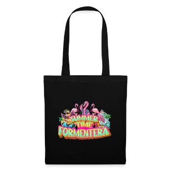 Formentera Sommer Flamingo Palmen Strand Meer - Stoffbeutel - Schwarz - Vorne