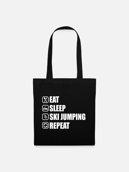 Eat Sleep SkiJumping Repeat Skispringen Geschenk - Stoffbeutel - Schwarz
