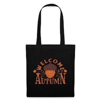 Willkommen Herbst Eichel Blätter Geschenk Shirt - Stoffbeutel - Schwarz - Vorne