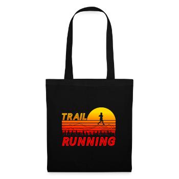 Trail running in orange sunset with mountains - Tote Bag - black - Front