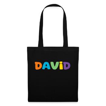 Name - David - Stoffbeutel - Schwarz - Vorne
