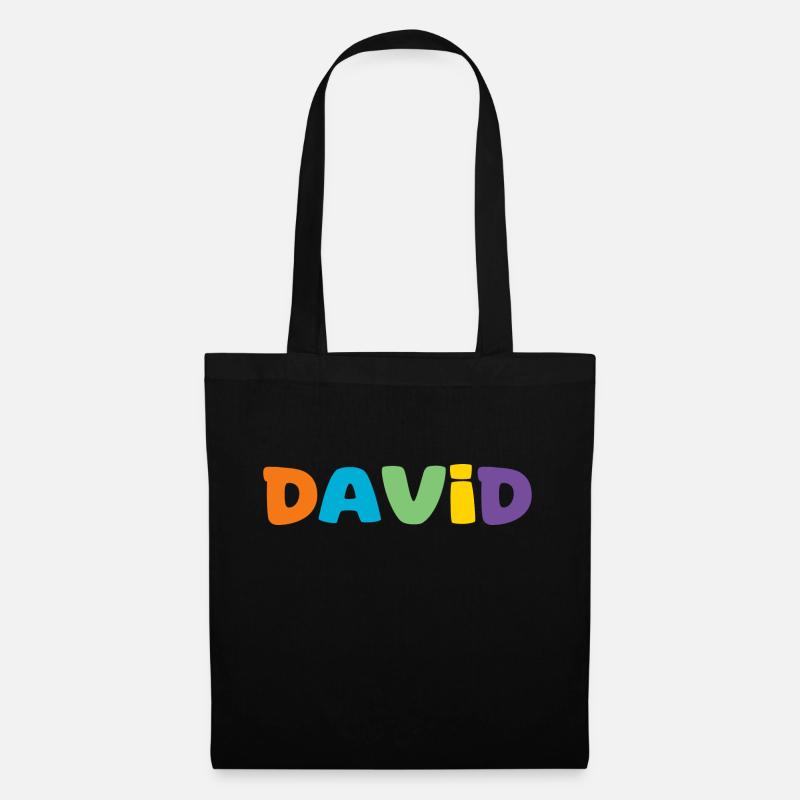 Name - David - Stoffbeutel - Schwarz