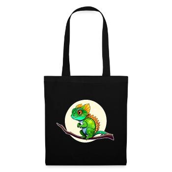 Mignon petit lézard - Sac en tissu - noir - Devant