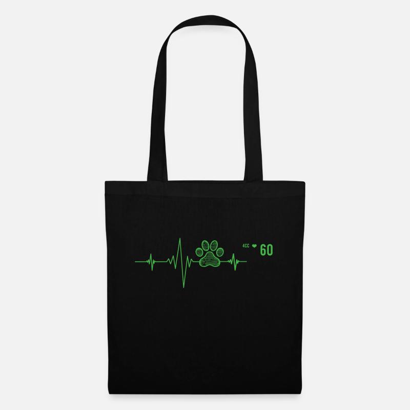 Pfote Herzschlag Geschenk Ekg Tiere - Stoffbeutel - Schwarz