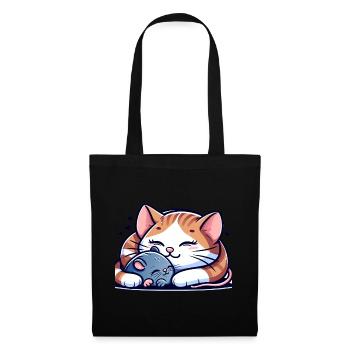 Câlin Chat Et Souris Amoureux - Sac en tissu - noir - Devant