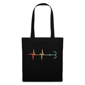 Battement de cœur Hameçon - Sac en tissu - noir - Devant